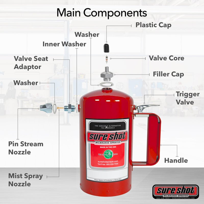 Sure Shot A1000R 1 Quart Enameled Steel Sprayer, Red - Image 3
